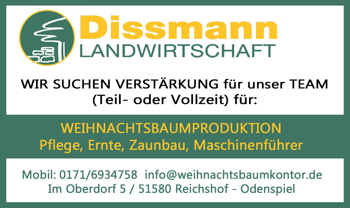 Eine Visitenkarte für Dissmann Landwirtschaft auf Deutsch