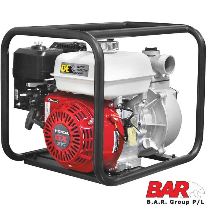 A honda gasoline water pump with a black frame