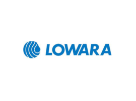 A blue logo for lowara on a white background