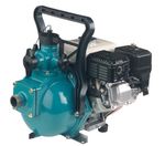 A blue water pump with a black handle on a white background.