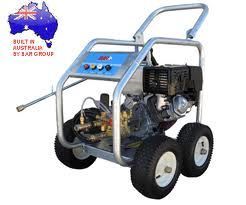 A gas powered pressure washer with wheels is built in australia.