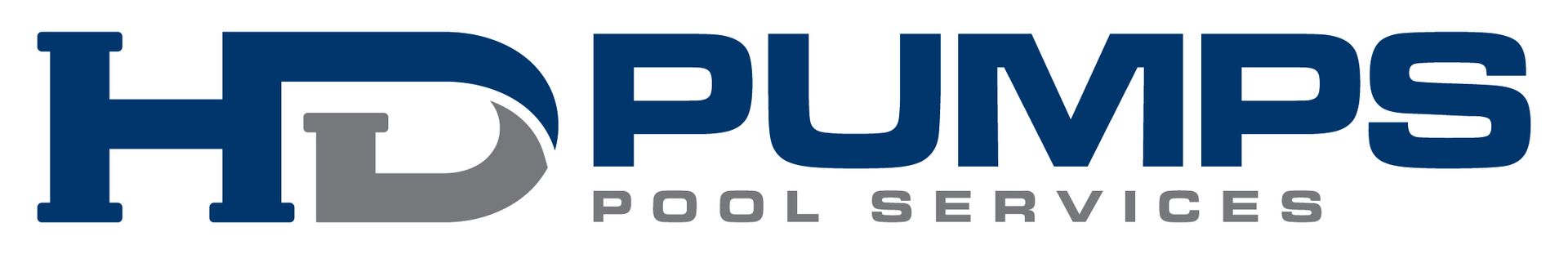 A blue and gray logo for hd pumps pool services