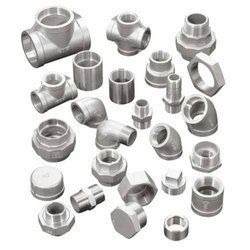 A bunch of stainless steel pipe fittings on a white background.