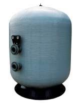 A large white tank is sitting on top of a black base on a white background.