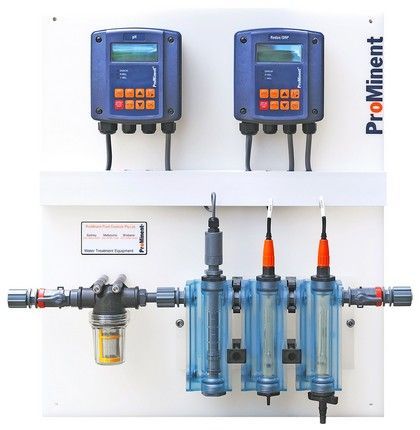 Two prominent meters are mounted on a white wall