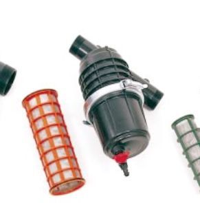 There are three different types of filters on a white surface.