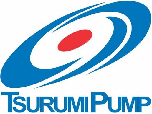 A blue and white logo for tsurumi pump