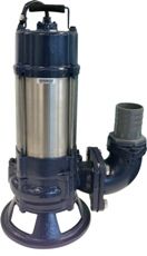 A stainless steel submersible pump is shown on a white background.