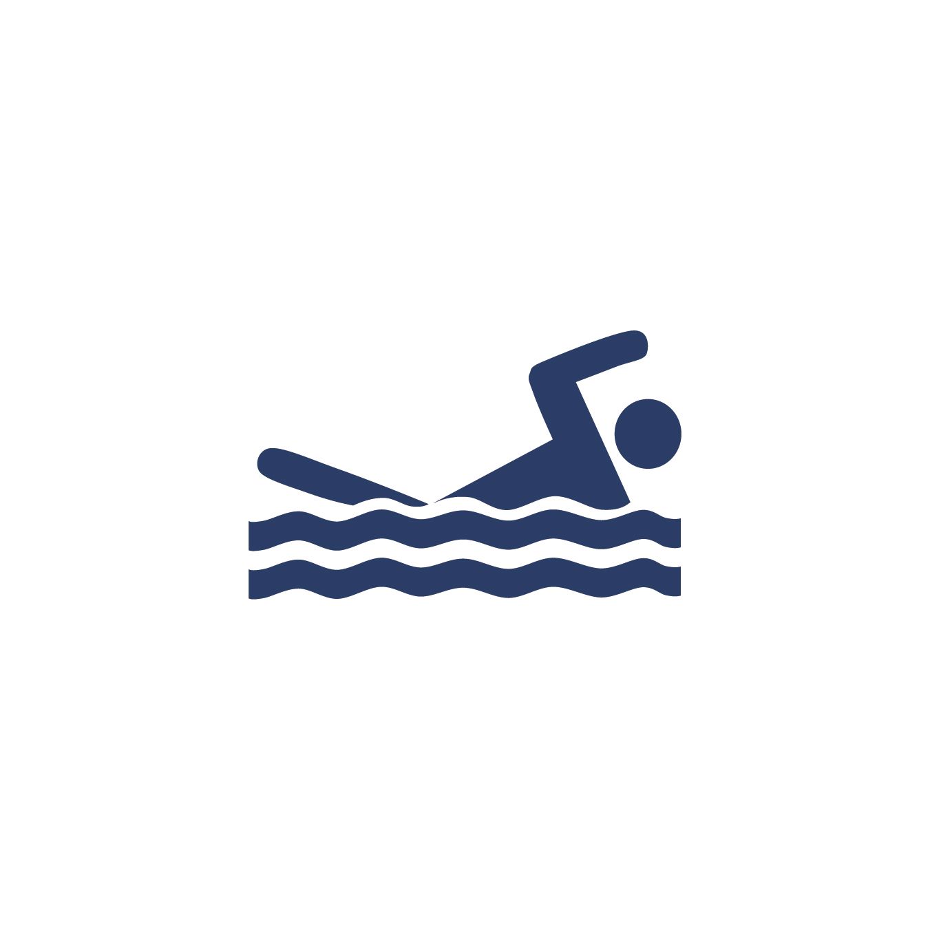 An icon of a person swimming in a pool.