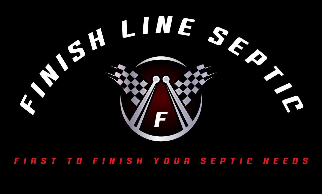 A Finish Line Septic logo on a black background