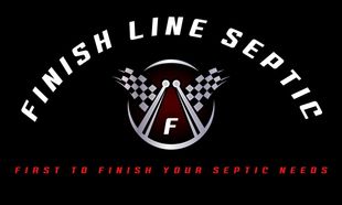 A Finish Line Septic logo on a black background