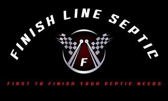 A Finish Line Septic logo on a black background