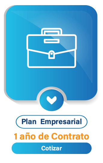 Un ícono azul con un maletín y las palabras plan empresarial
