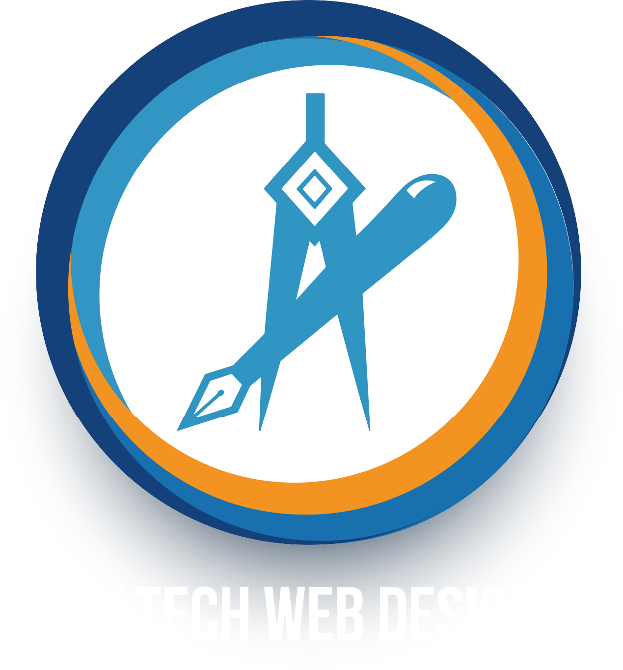 Un logotipo azul y naranja para el diseño web tecnológico