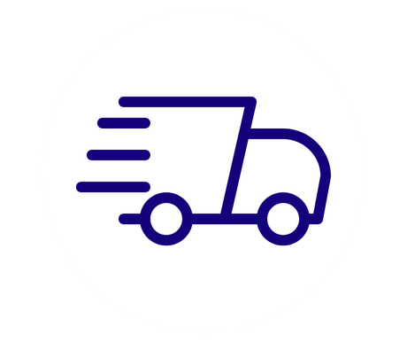 A blue delivery truck icon on a white background.