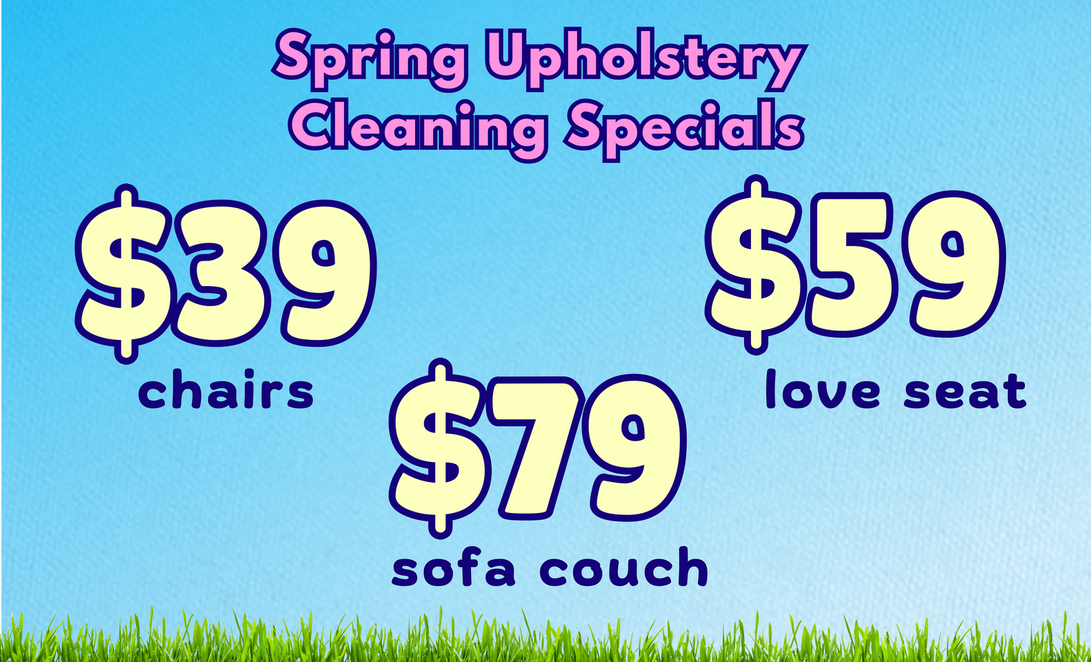 Spring upholstery cleaning specials for chairs love seat and sofa couch