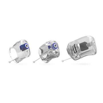 Examples of custom earmolds for behind-the-ear and receiver-in-the-ear hearing aids