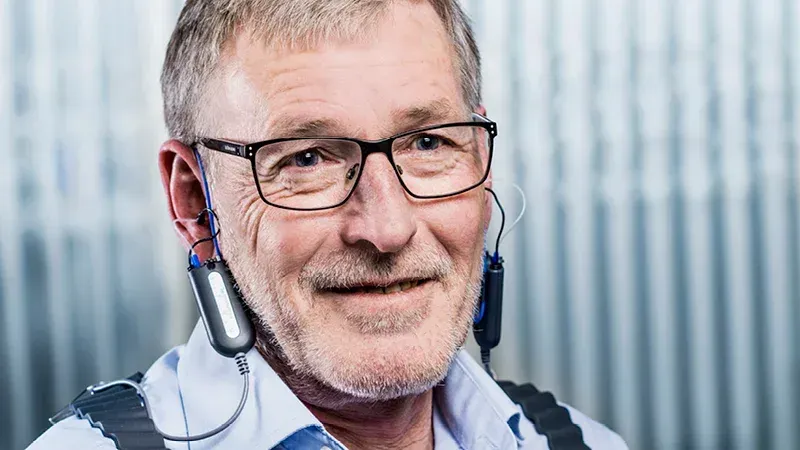 Patient undergoing real ear measurement with an Aurical Freefit probe microphone
