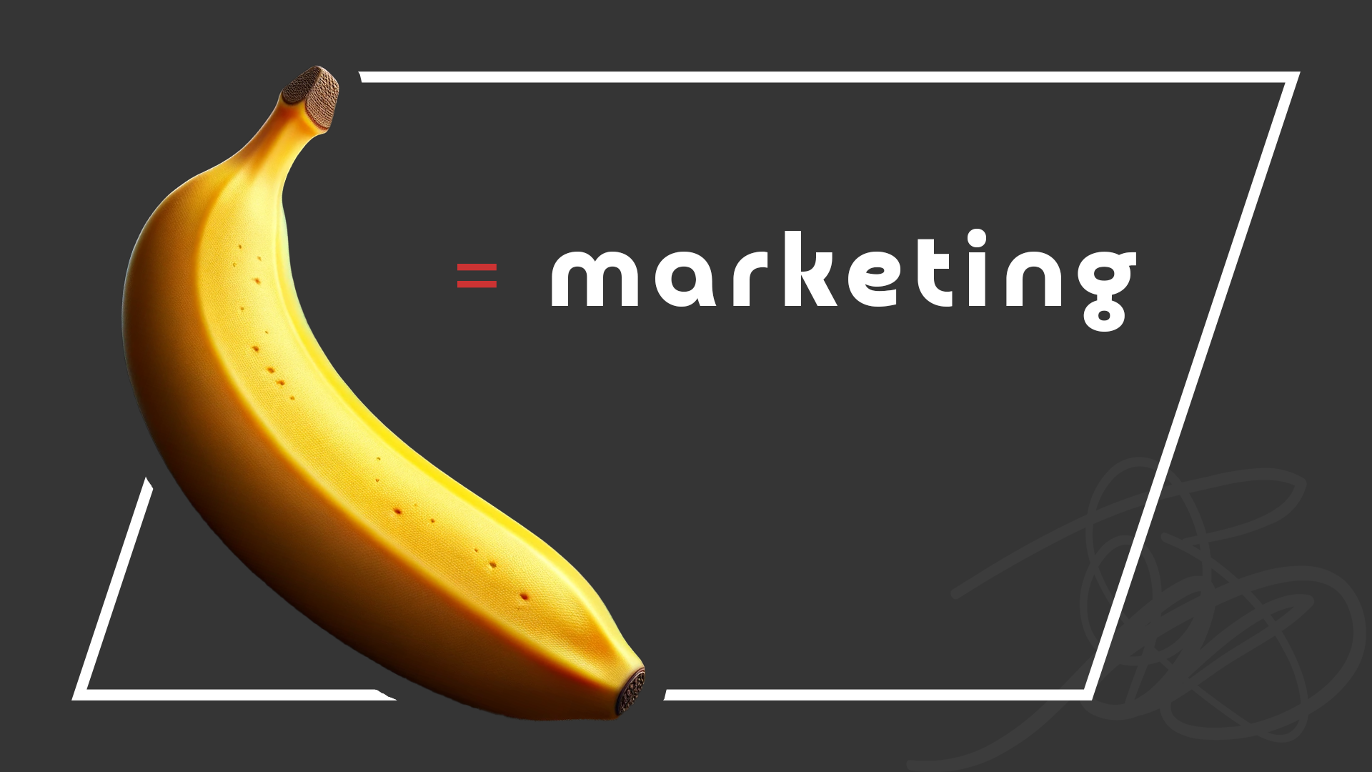 a banana with the word marketing below it