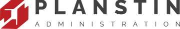 a logo for planstin administration with a red arrow