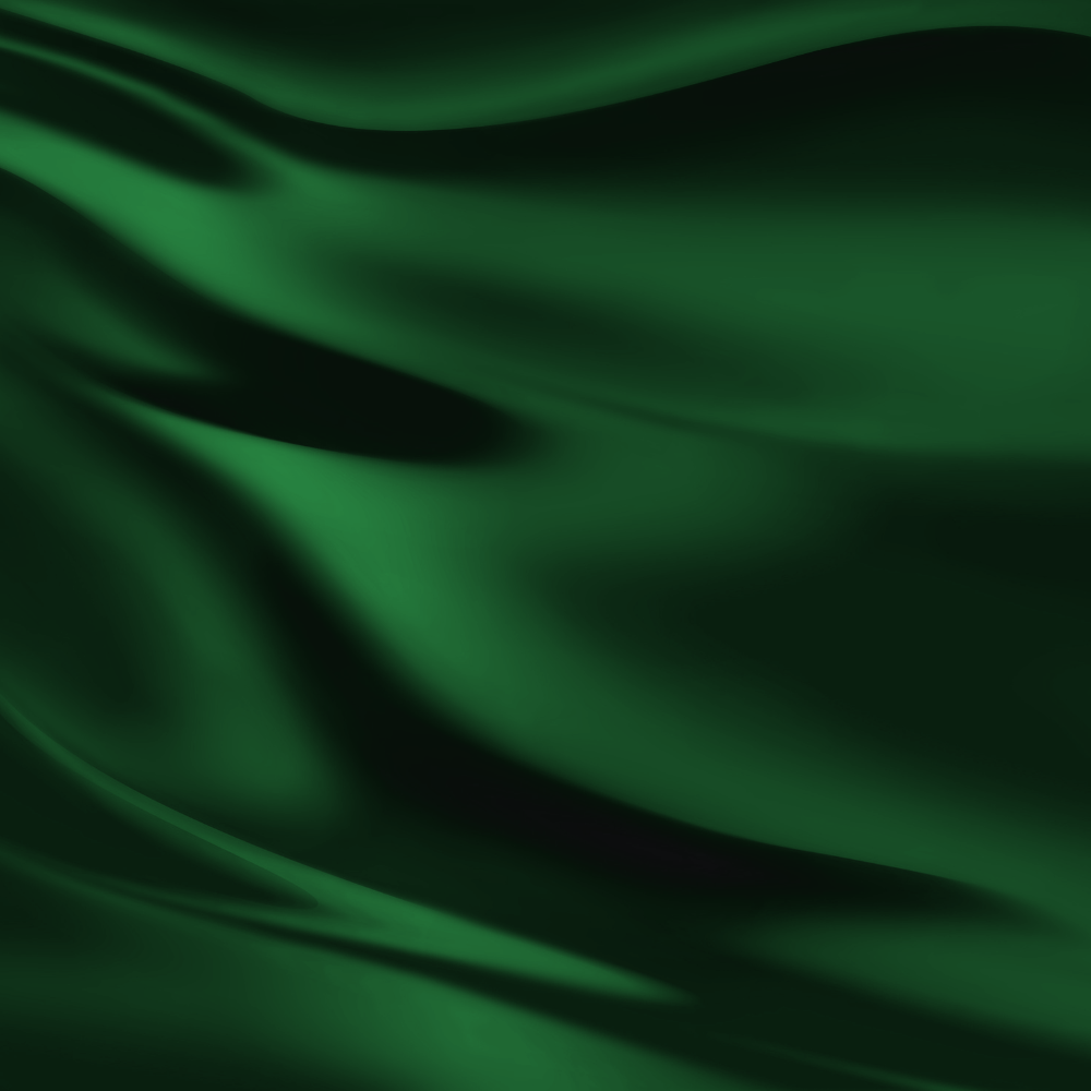 Green silk fabric, with rippling folds and highlights.