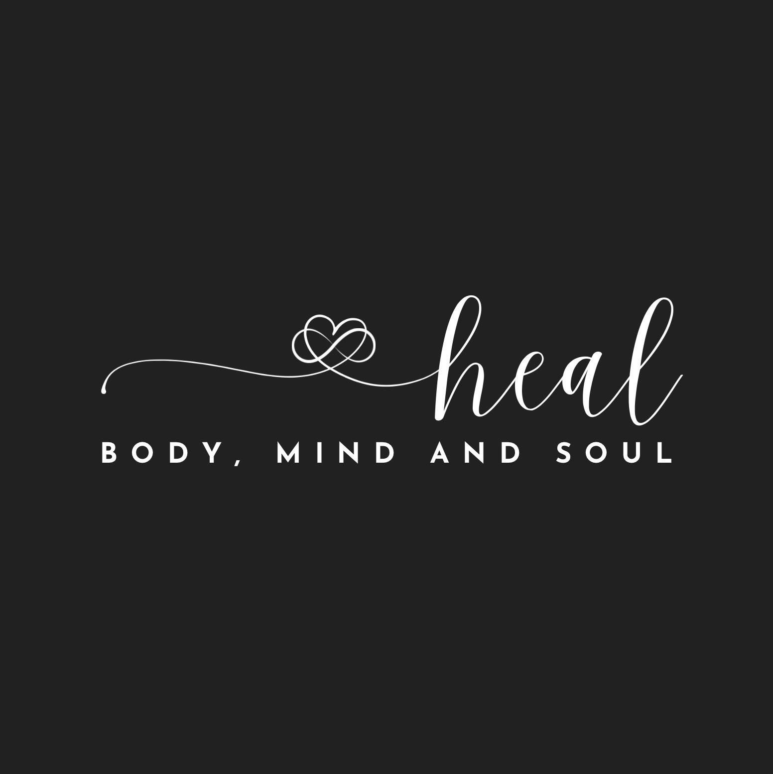 A logo for a company called heal body , mind and soul