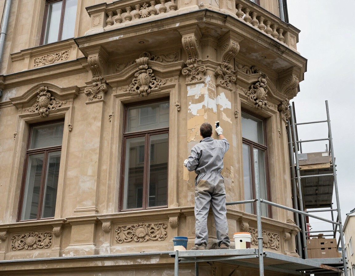 Decorazione artistica esterna su edificio storico