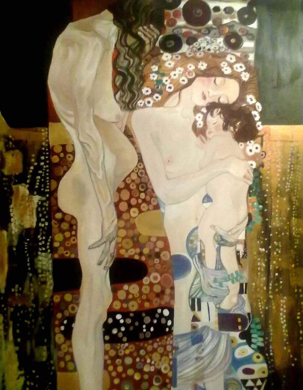 DECORAZIONE ARTISTICA DI INTERNI COPIA D'AUTORE SU MURO - KLIMT LE TRE ETA'