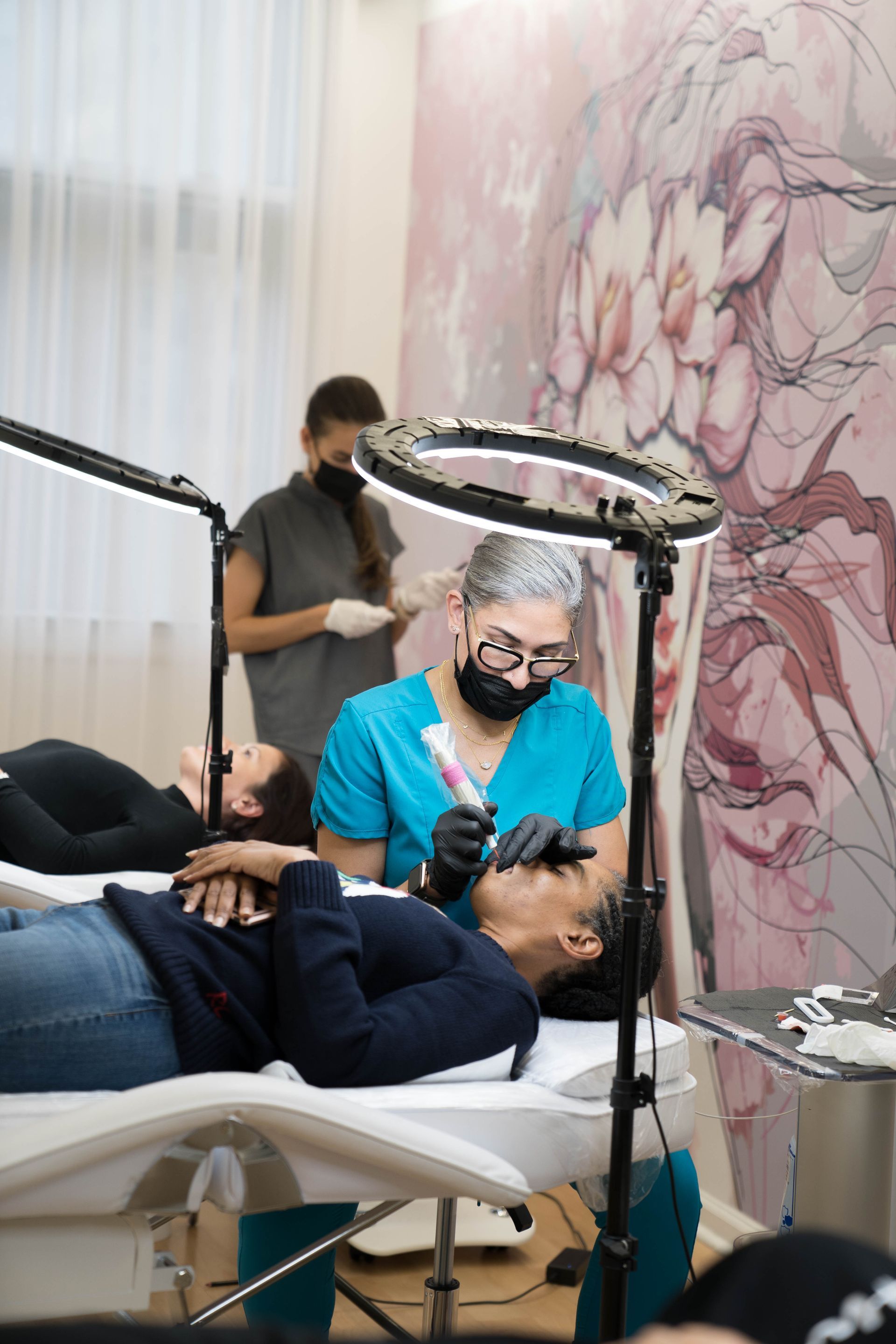 woman doing lip treatment