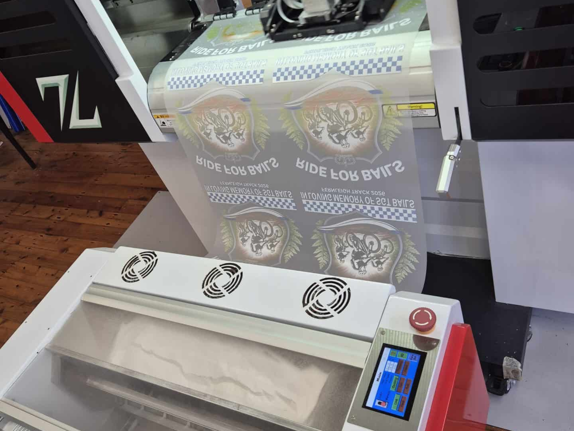 Open PC Case Beside a White Metal Cabinet With a Digital Display — Al's Custom Prints in Wyong, NSW