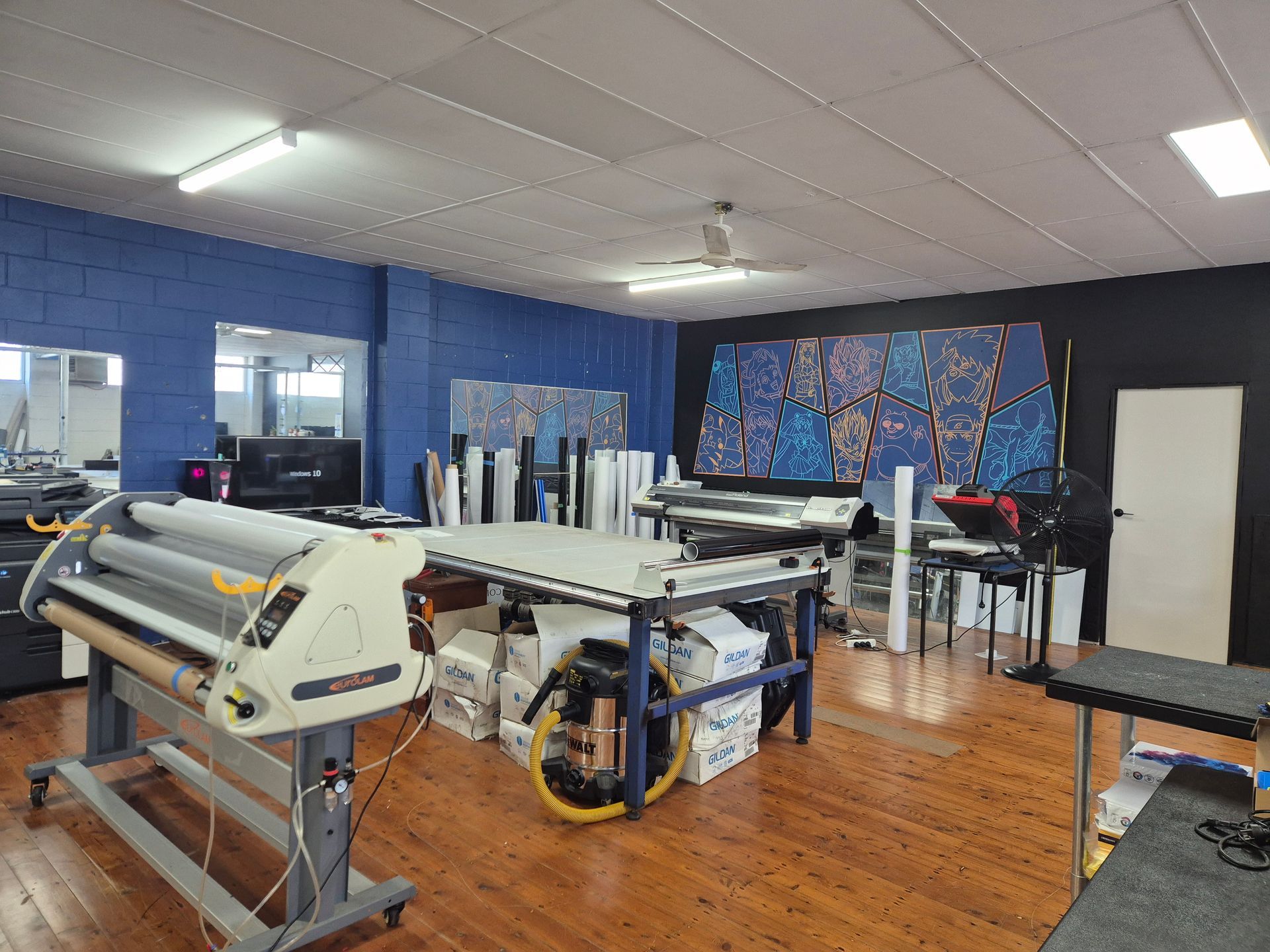 Spacious Interior With Blue Walls — Al's Custom Prints in Wyong, NSW