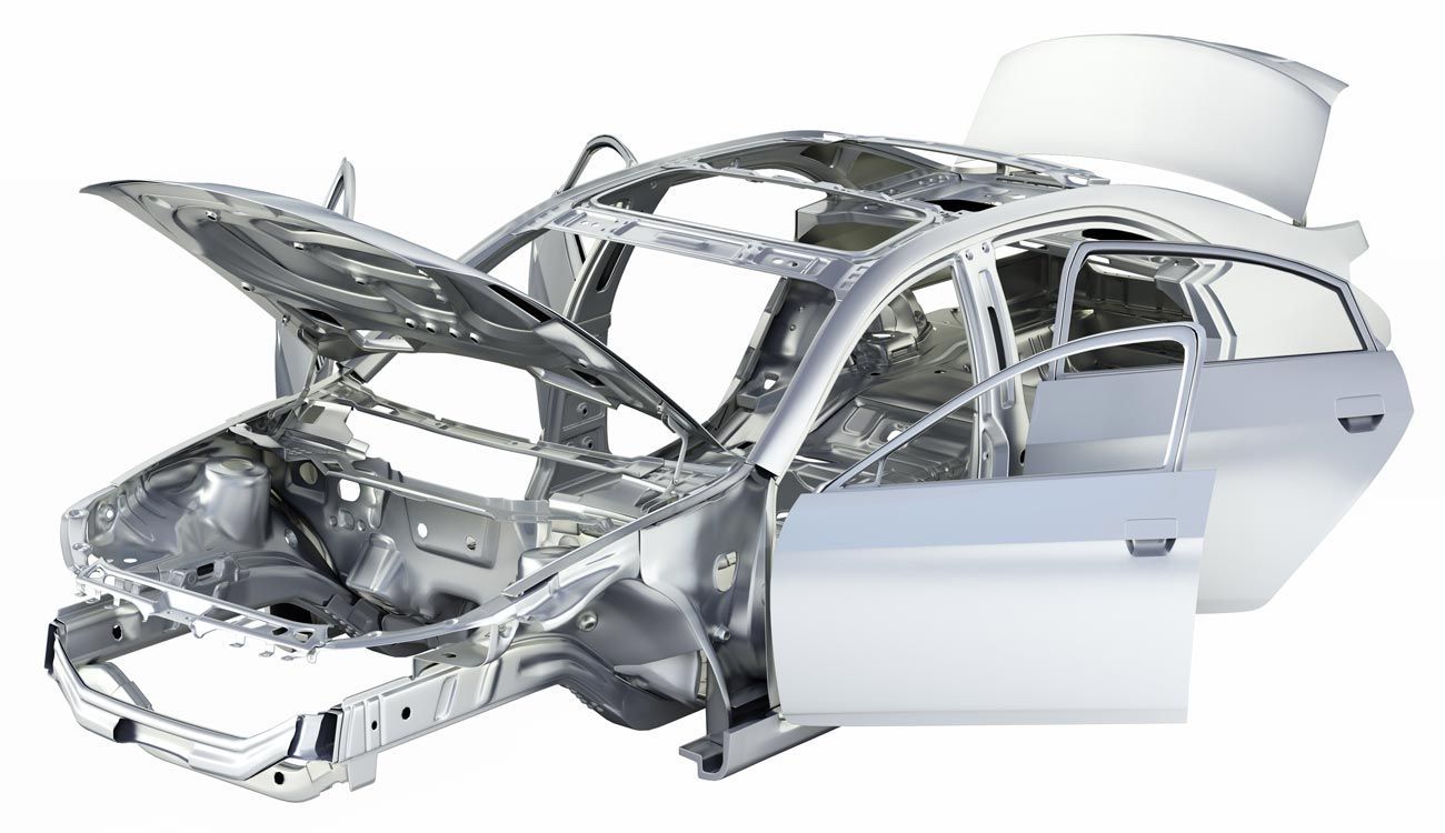 telaio in alluminio di un'auto ibrida