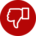 Red circle with a white thumbs-down gesture.