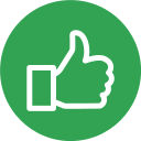Thumbs up in a green circle.