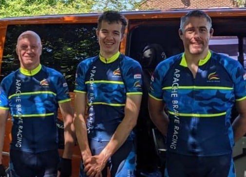 Apache Brave Racing riders before a 10 mile time trial event near Coventry