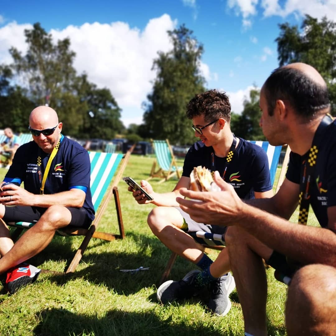 Coventry cycle club ABR during a sportive event in Warwickshire, enjoying some after ride food.