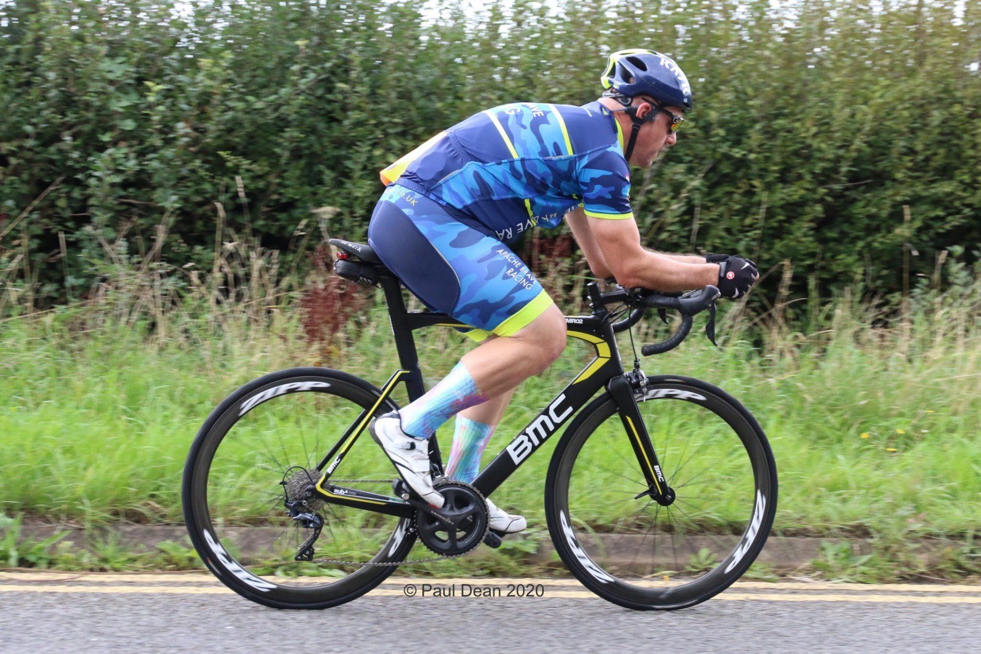 apache brave racing cyclist during a cycling time trail in warwickshire near coventry apache brave racing cyclist during a cycling time trail in warwickshire near coventry