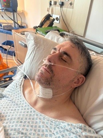 Recovering in hospital after a cycle crash.