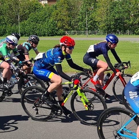 Apache Brave Racing female rider during a road race event