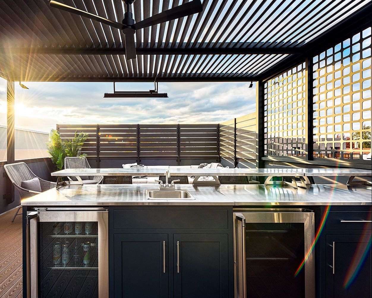 Challenger Designs Outdoor Kitchen with True Refrigerators