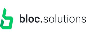 Le logo de bloc.solutions est un logo vert et noir sur fond blanc.