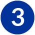 Le chiffre trois est dans un cercle bleu sur fond blanc.