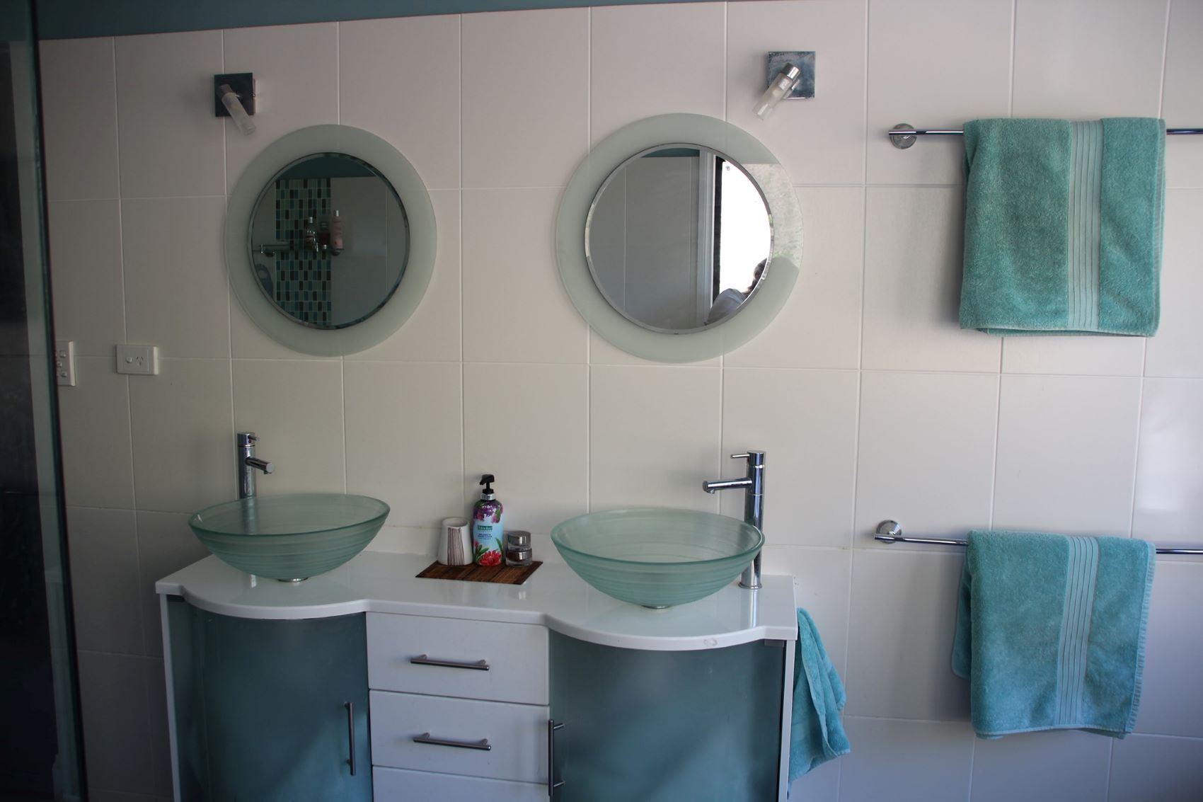 A Bathroom With Two Sinks and Two Mirrors — Bob Ryan's Home Improvements & Construction Pty Ltd in Beecher, QLD
