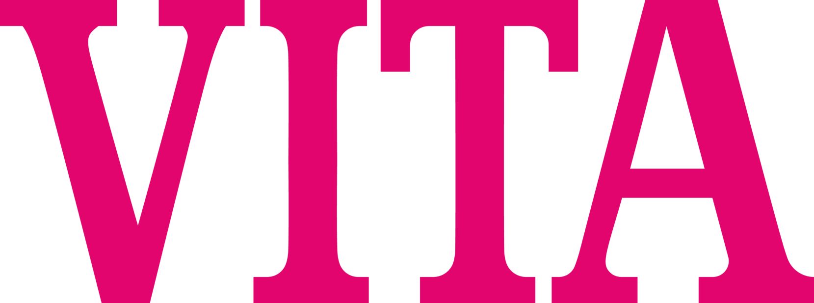 Pink “VITA” text on a white background