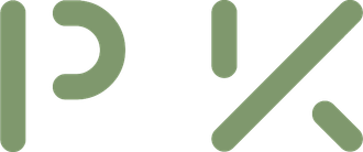 Black logo with stylized letters