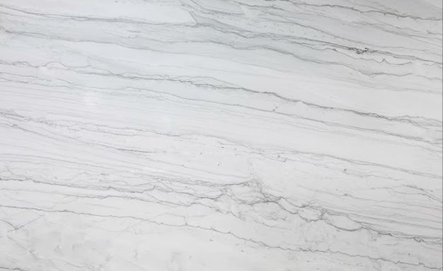 Light gray marble surface with subtle white veining and thin horizontal patterns.