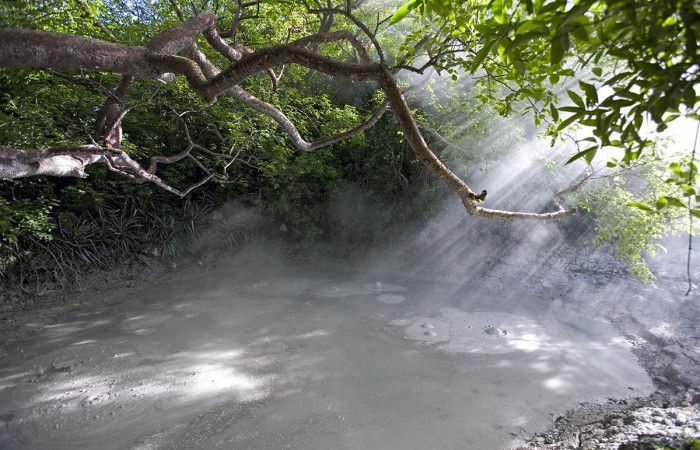 Steaming fumaroles and bubbling mud pots in Rincón de la Vieja National Park, Guanacaste, Costa Rica
