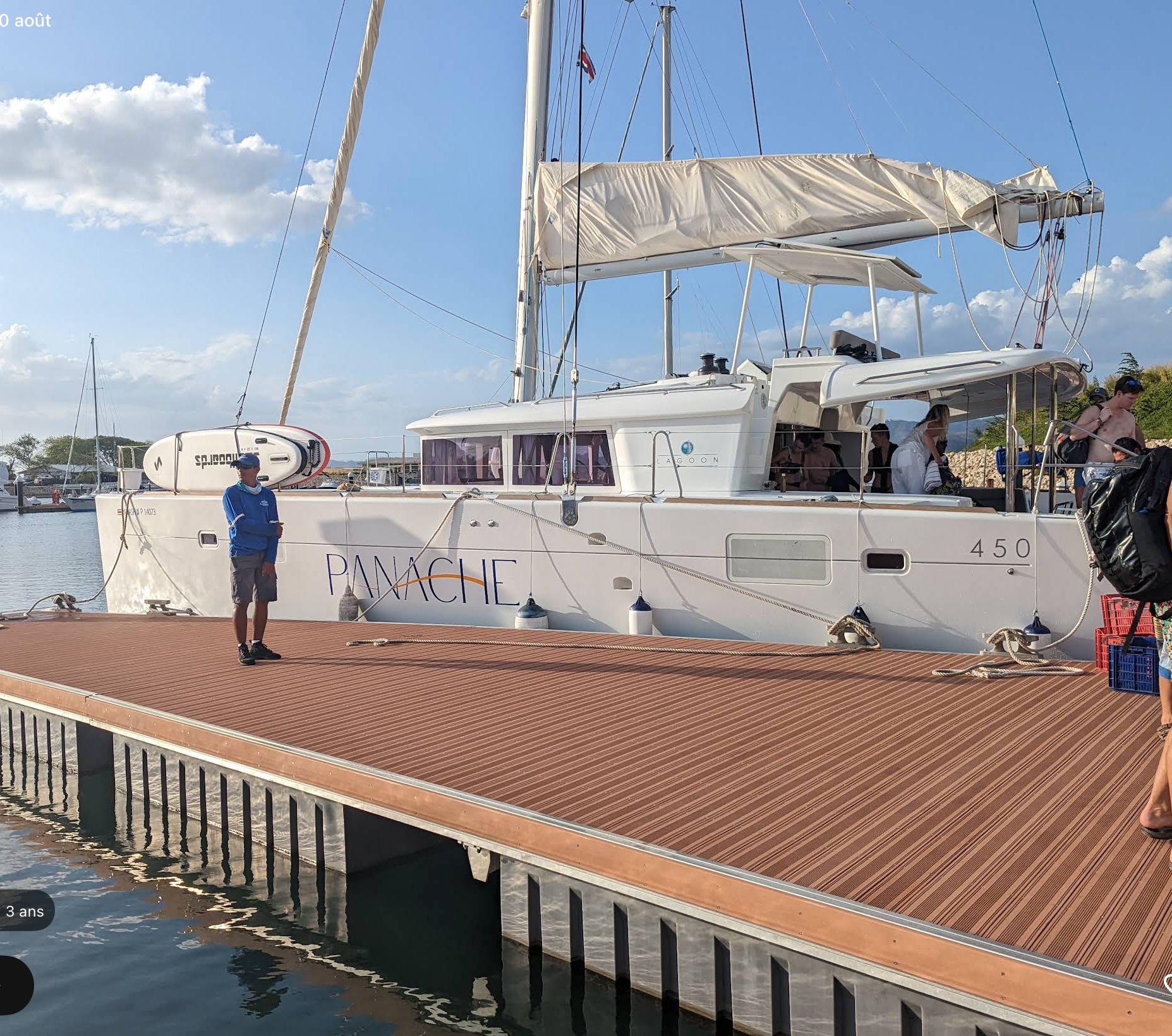 Catamaran at the marina ready for a Pacific coast experience from Playa Flamingo Costa Rica.