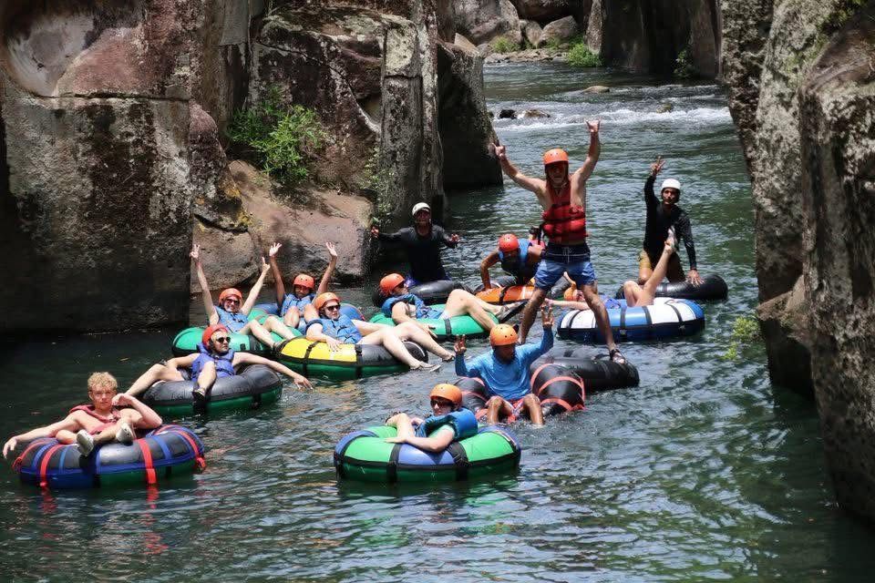 Group river tubing during a Mega Combo tour in Guanacaste Costa Rica enjoying an outdoor adventure excursion