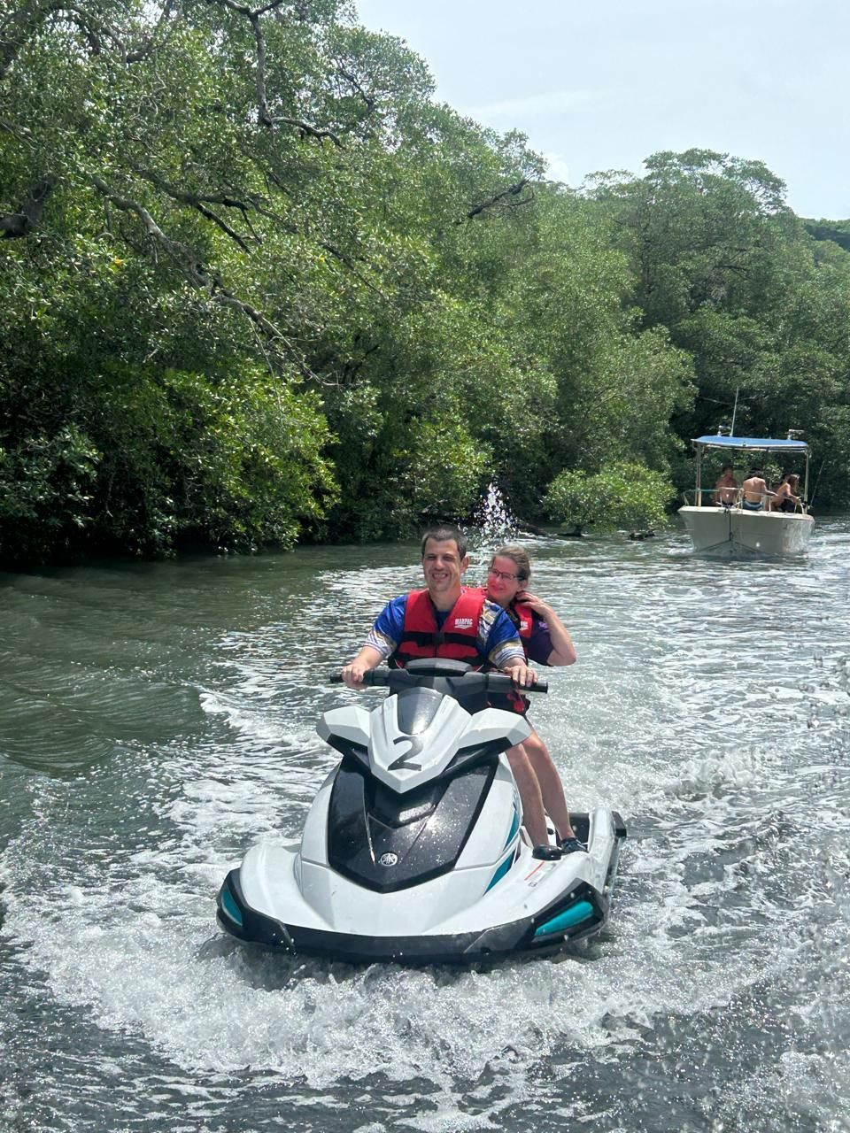 Jet ski excursion visiting a tropical mangrove in Guanacaste Costa Rica during a Pacific coast nature adventure.